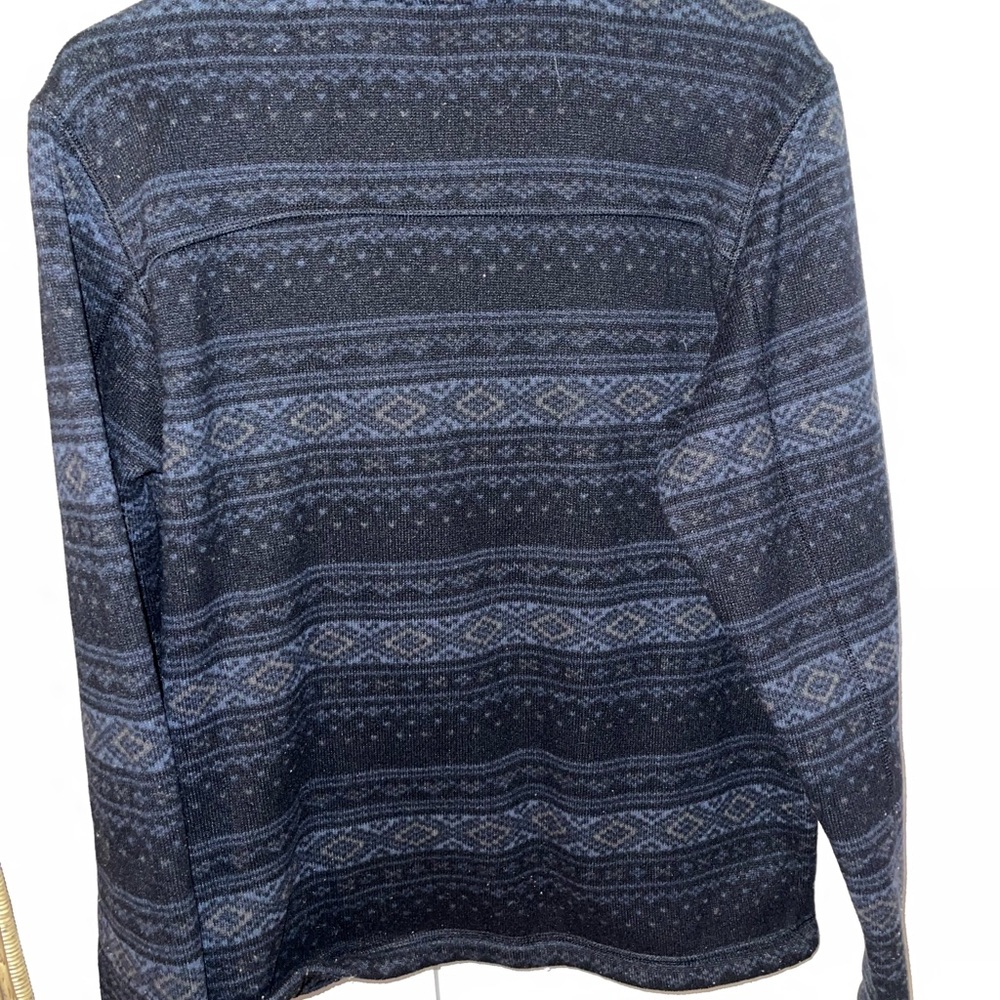 Men’s Tribal Print Black and Blue Quarter Zip North Face Fleece